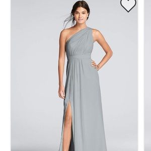 Mystic Long One-Shoulder Crinkle Chiffon Dress